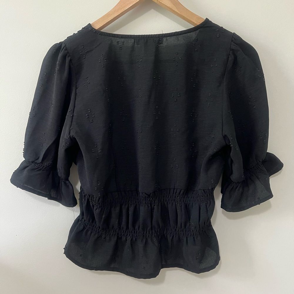 Urban Romantics Black Embroidered Cropped Blouse Size S - Picture 7 of 9